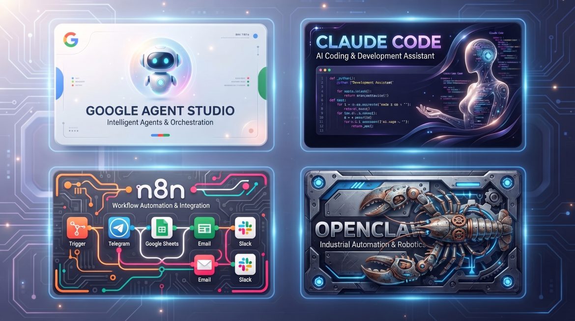 ИИ-агенты для бизнеса в 2026: Google Agent Studio, n8n, Claude Code и OpenClaw